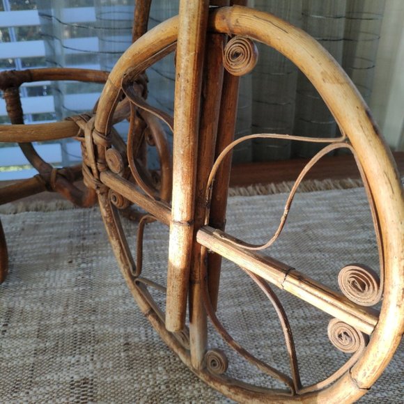 Bamboo Large Tricycle Big Wheel Vintage Plant Stand 17" - Picture 8 of 13